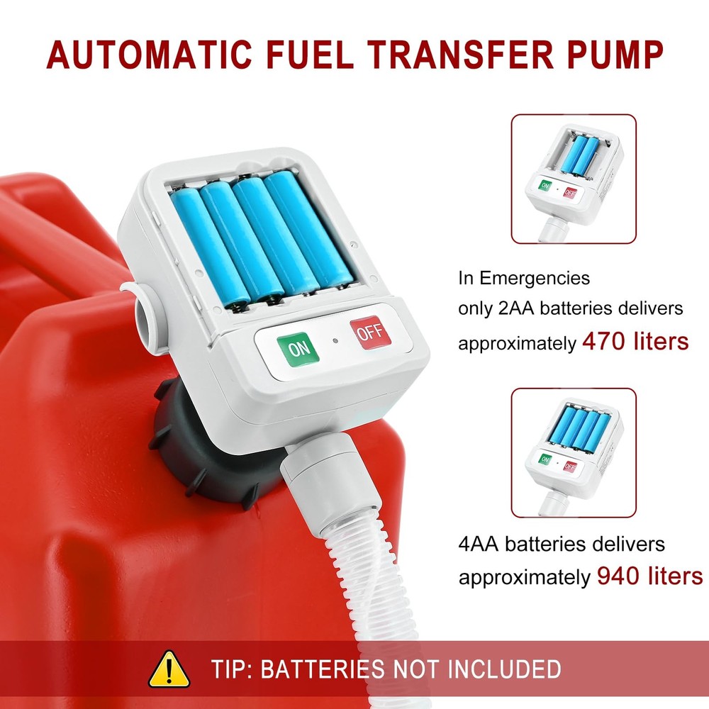 Automatic Gas Can Pump Battery Operated, Auto-Stop Sensor-3.2GPM，51'' Extra L...