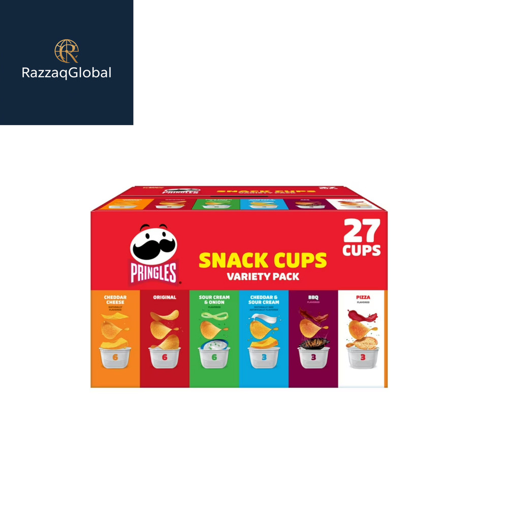 Pringles Snack Cups Variety Pack Potato Crisps Chips, Lunch Snacks, 27 Count