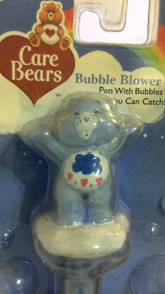 Vintage Care Bears Grumpy Bubble Blower Pen YELLOWED