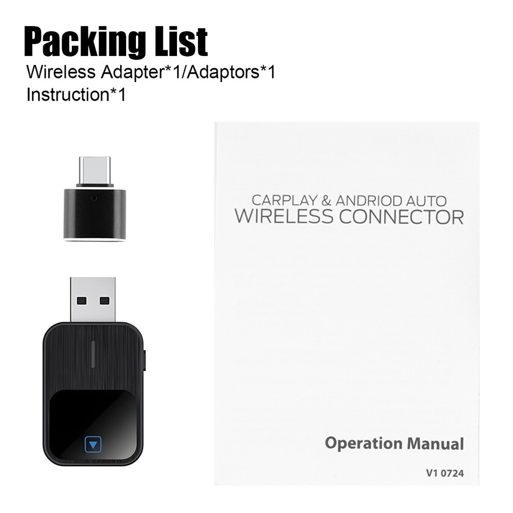 2in1 Wireless CarPlay Adapter Android Auto Car Auto Navigation Player USB US