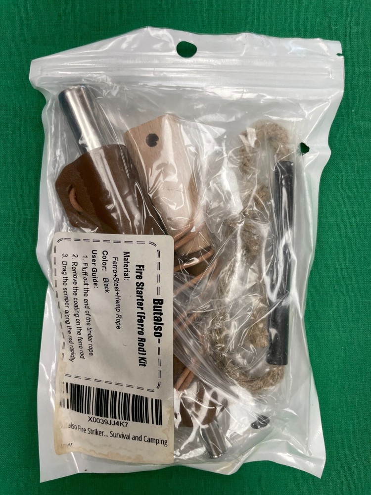Fire Starter Survival Tool Ferro Rod Kit With Leather Pouch Bellow and Tool