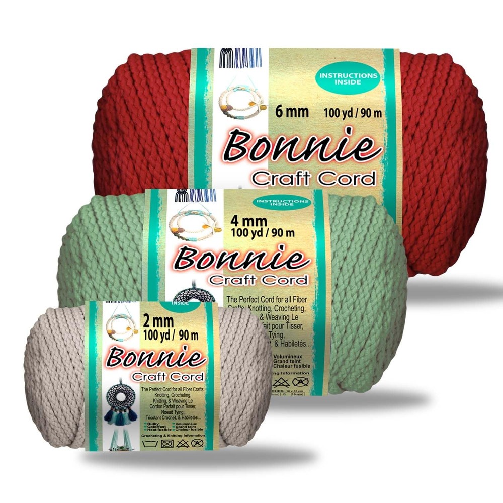 2 Pack Pepperell Bonnie Braid Macrame Cord 4mm 100 Yards Twisted Polypropylene
