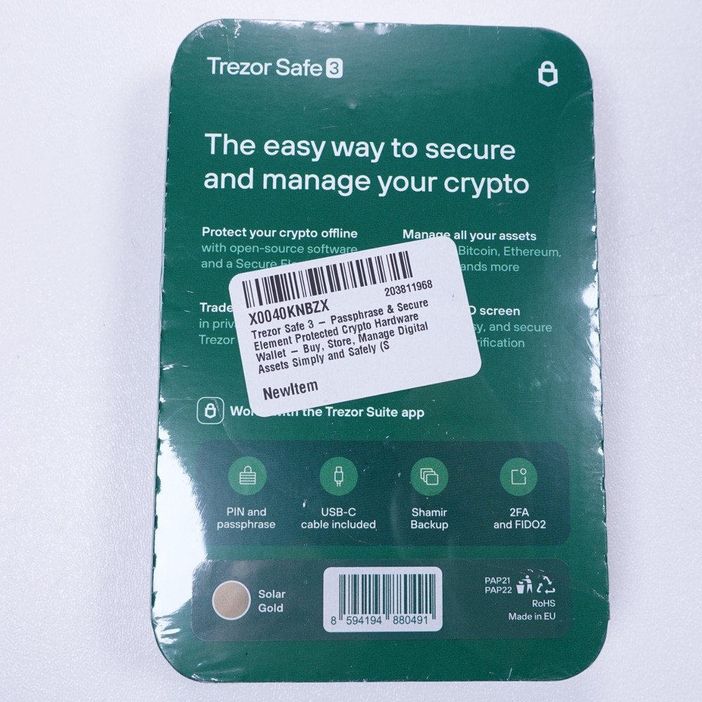Trezor Safe 3 - Passphrase & Secure Element Protected Crypto Hardware Wallet