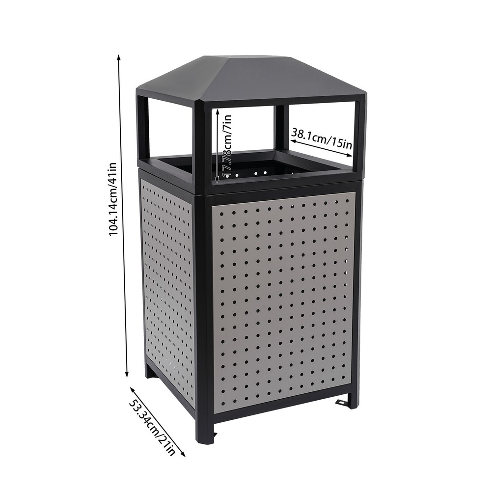 Large 38 Gallon Outdoor Trash Can - Durable Galvanized Waste Container