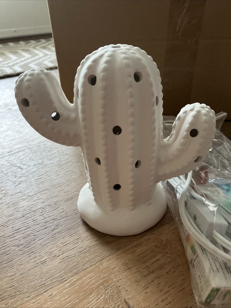 5" Lighted Small Christmas Cactus - Unpainted Ceramic Bisque