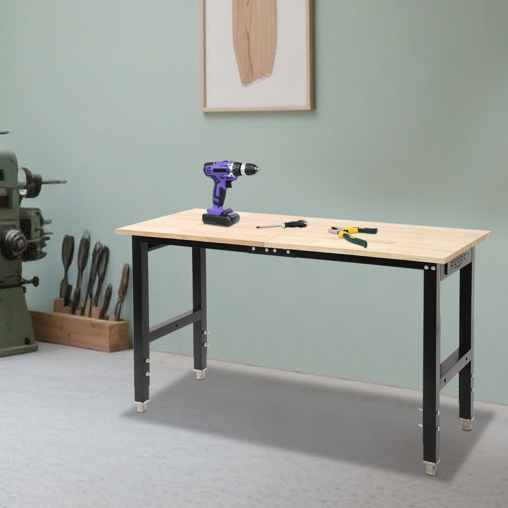 Max 2000 lbs Adjustable Height Workbench W/Power Outlets Heavy-Duty Work Table