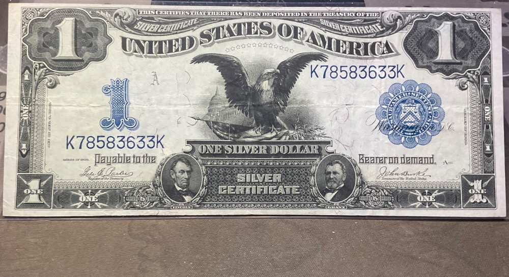 1899 black eagle silver certificate nice condition looks VF