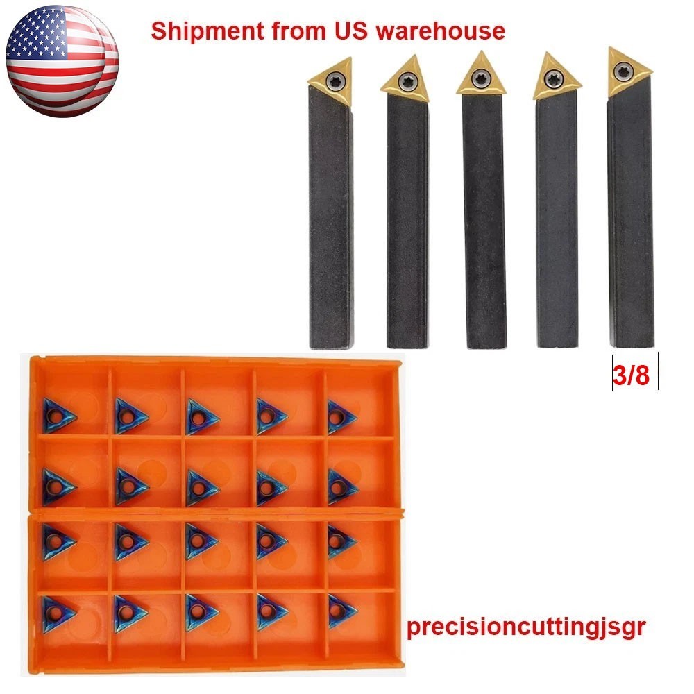 5 pc 3/8" Lathe Indexable Carbide Insert + Turning Tooling Bit Holder Set