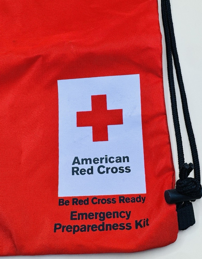 American Be Red Cross Ready Emergency Preparedness Empty Drawstring Bag 17"