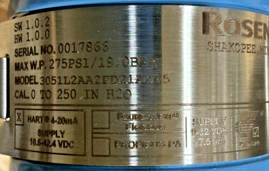 New Emerson Rosemount 3051L2AA2FD21AAE5 Liquid Level Transmitter Max WP-275PSI
