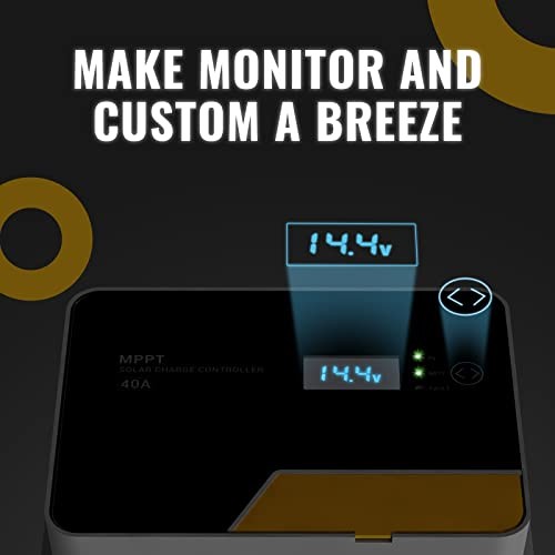 MPPT Solar Charge Controller 40A, with Remote APP Control, Backlit LCD