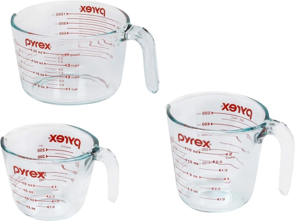 Essentials (3-Pack) Glass Measuring Cups Set, (1, 2 & 4 Cup) Measuring Cup
