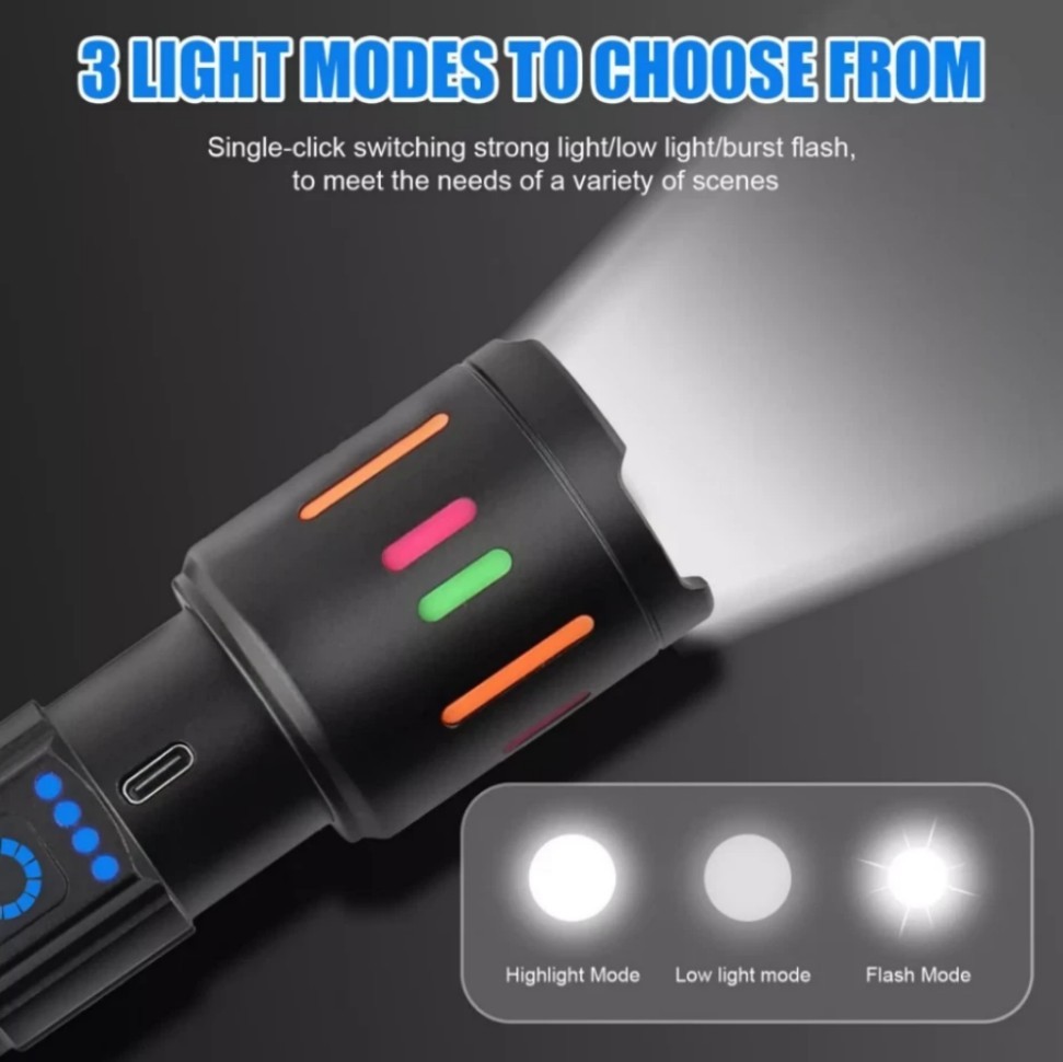 350000000 Lumen Super Bright LED Tactical Flashlight Rechargeable Work Light%%#