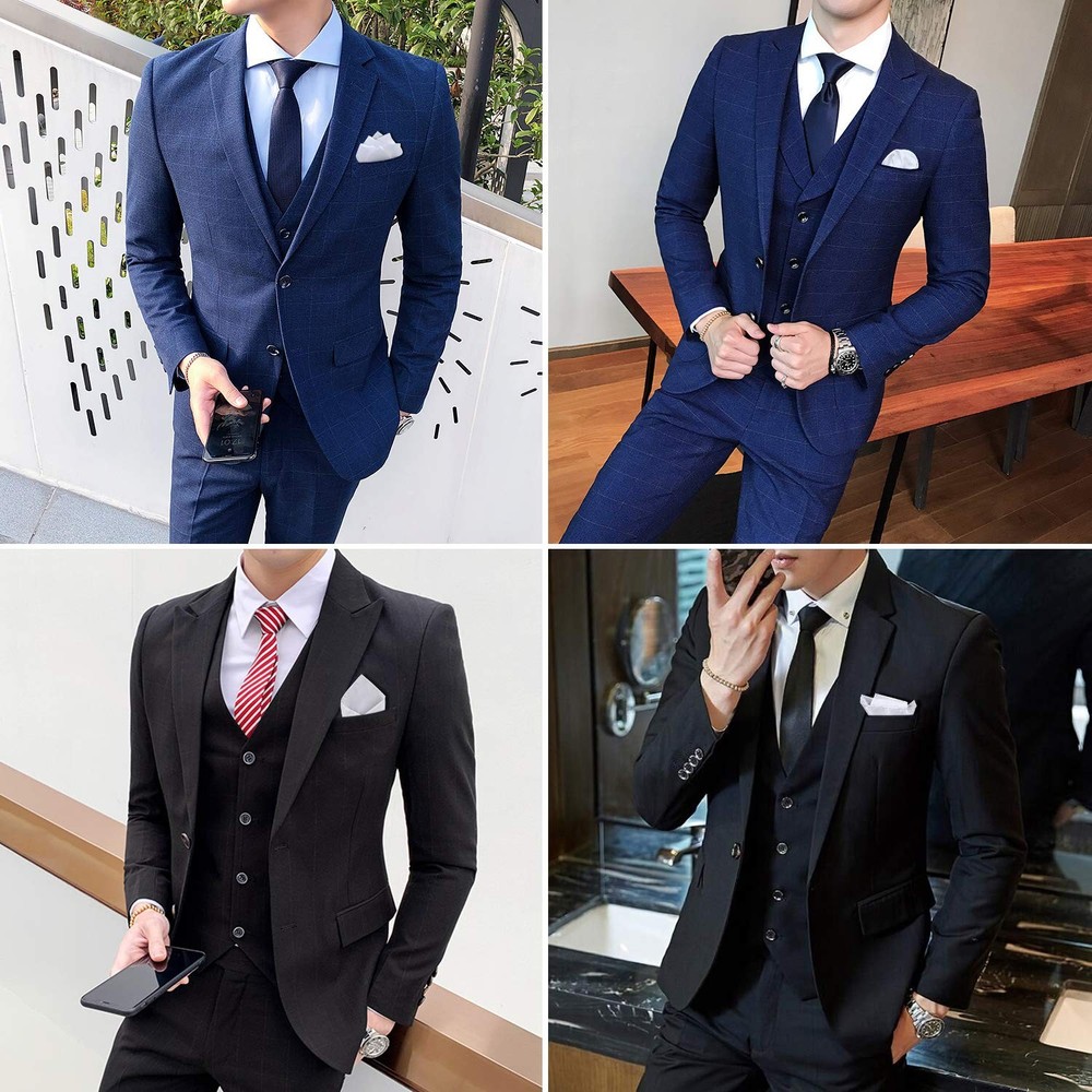 Awpeye 10 Pack White Pocket Squares for Men, Polyester Satin Small,