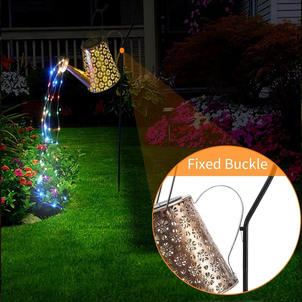 2 Pack Solar Watering Can Lights with Shepherd Hook, 8 Multi-Color Changing M...