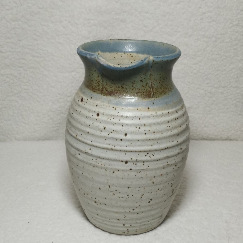 Artist Signed Studio Stoneware Mid Century Pitcher Jug