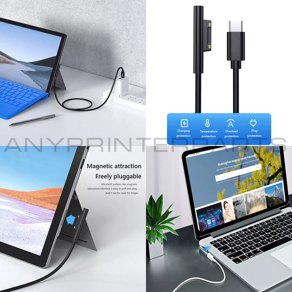 Sonilco Fast Charging USB-C Power Supply Cable or Adapter for Microsoft Surface