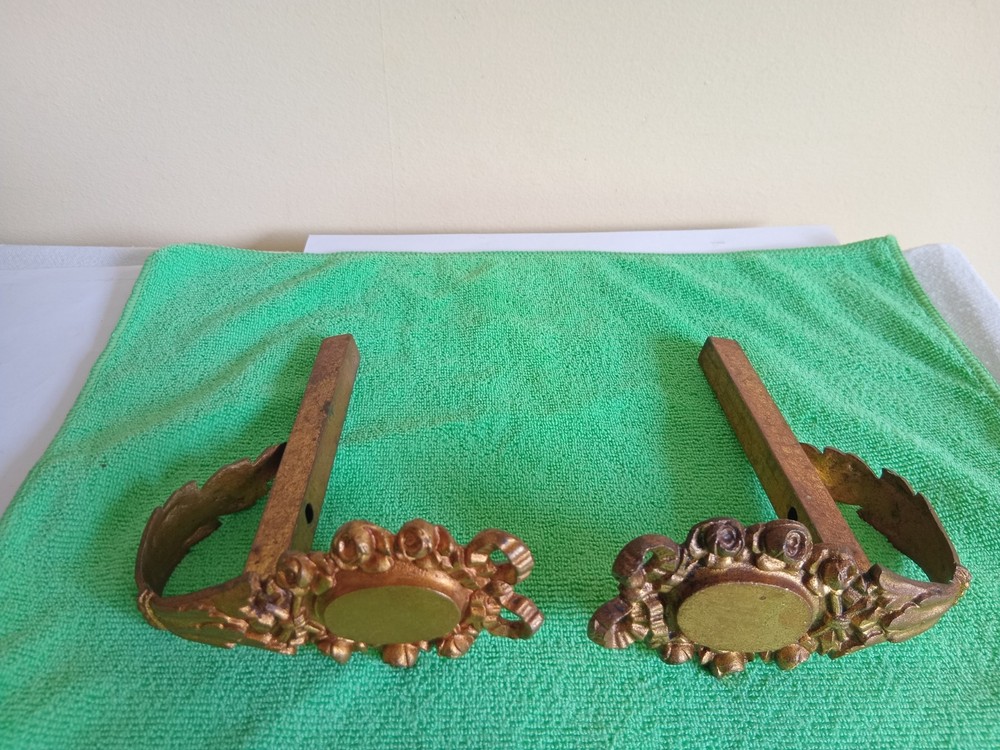 Antique Rococo style gilded Bronze Curtain Tiebacks