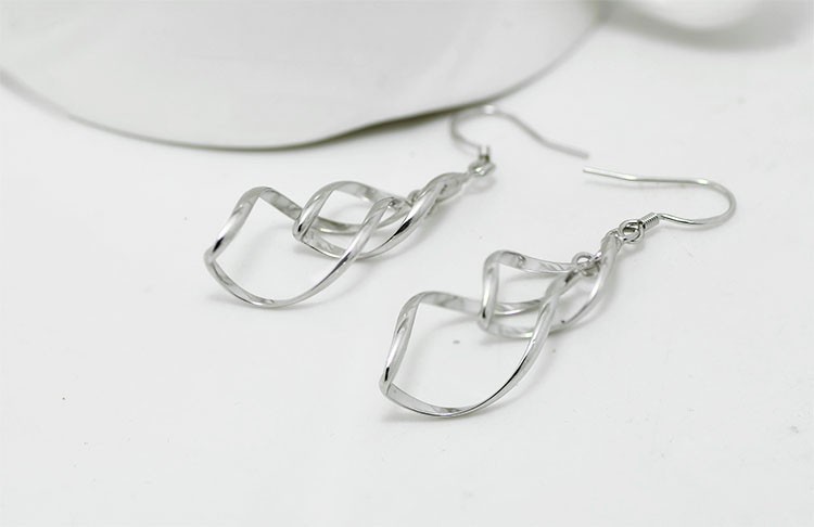 .925 Sterling Silver Swirl Dangle Earrings *** Solid Sterling Silver ***