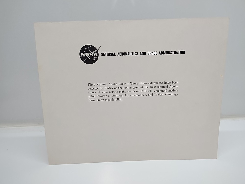 NASA APOLLO CREW LITHOGRAPH SIGNED By Eisele Schirra Cunningham Autographed