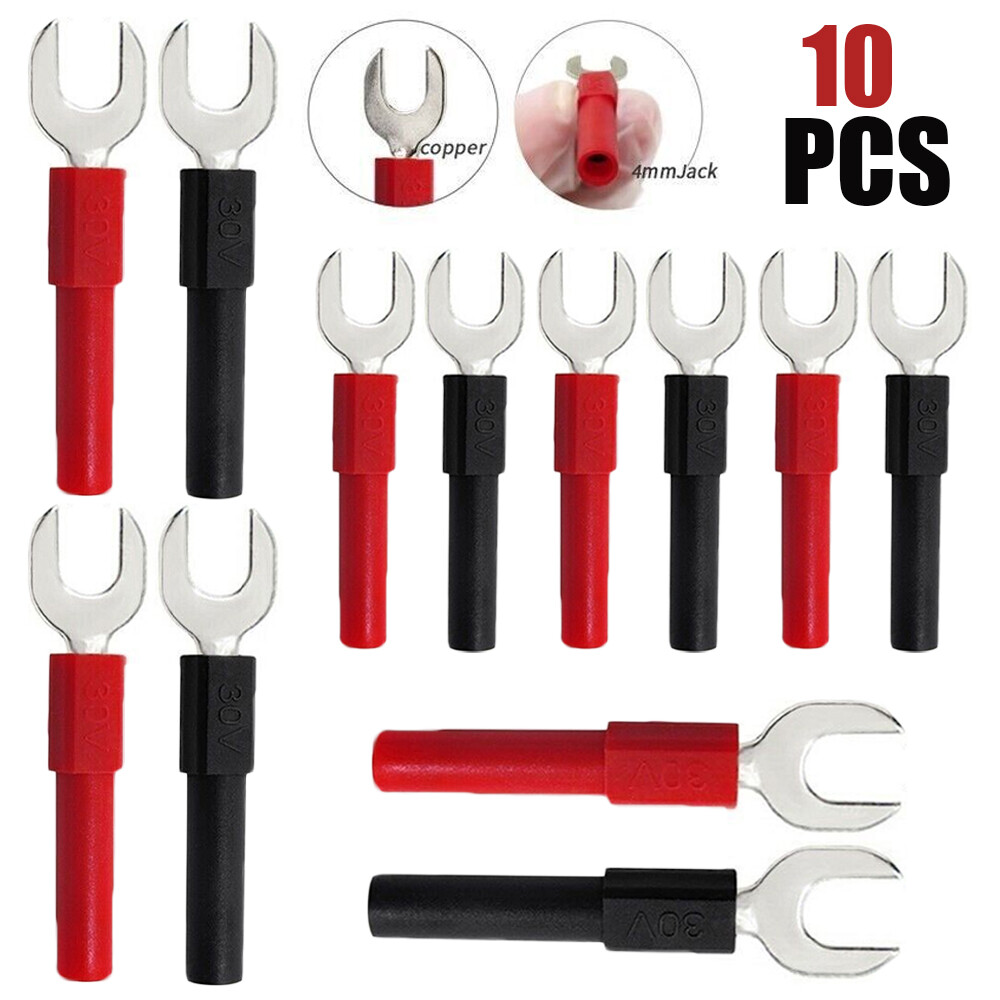 10Pcs 36A 6mm Spade Plug Adapter Fork U&Y Type Connector for 4mm Banana Plug New