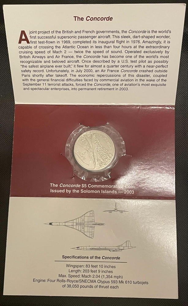 5 DOLLARS 2003 CONCORDE COIN **RARE**