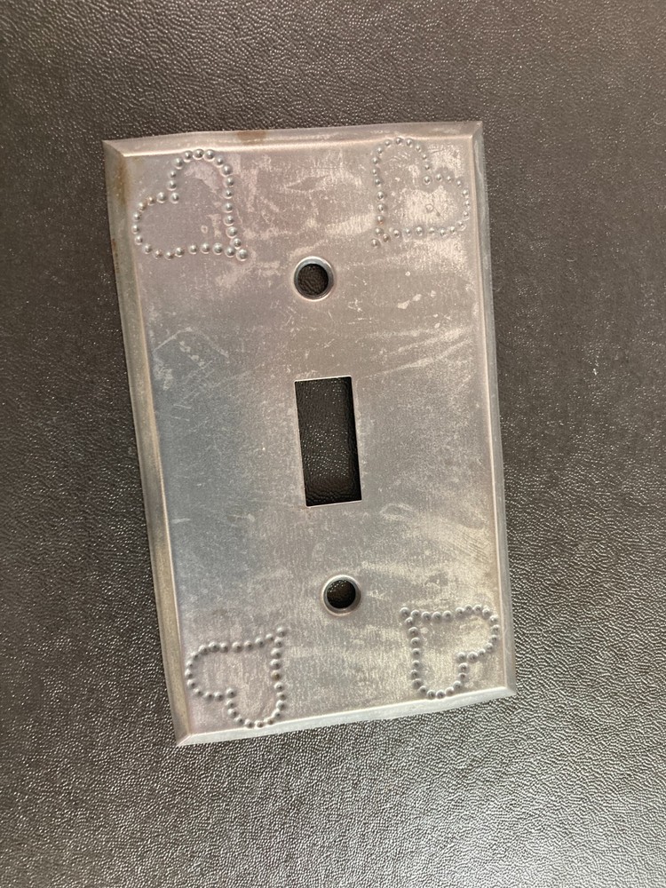 Single Light Switch Wall Plate Tin punched heart design Vintage