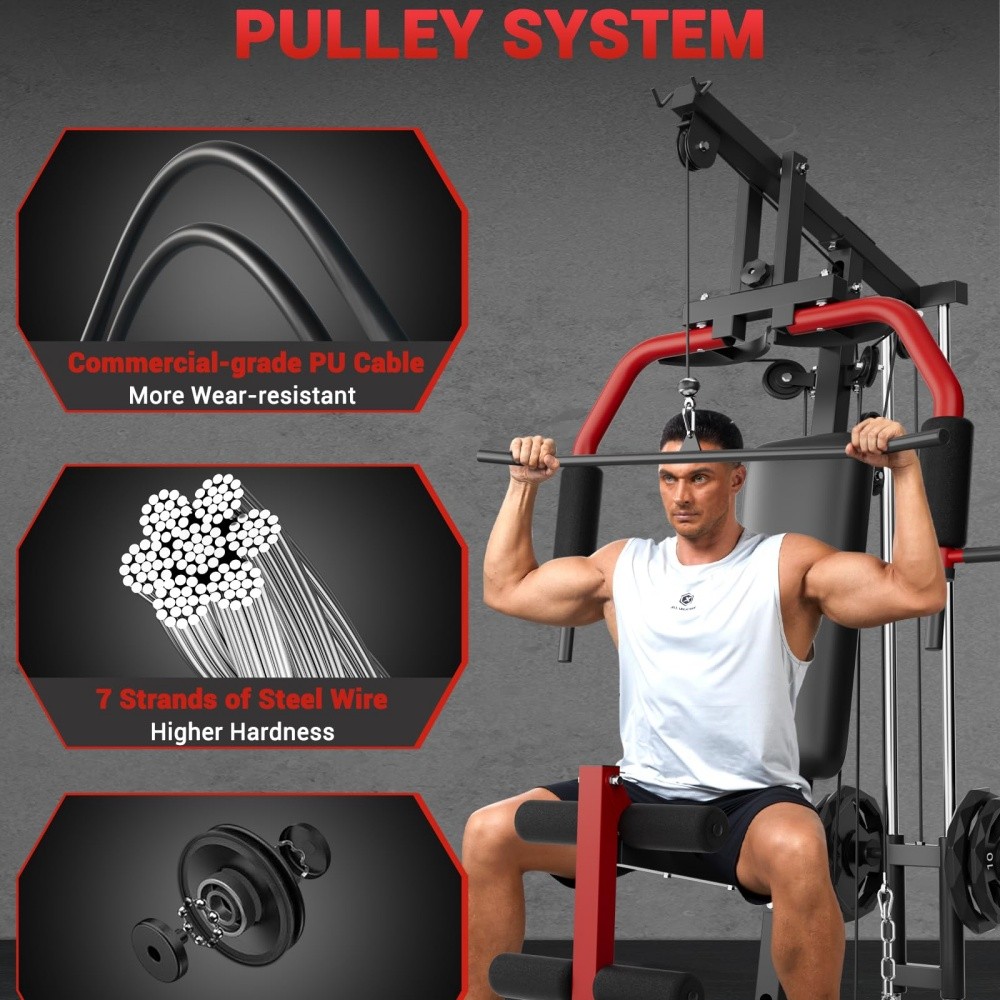 Multifunctional Home Gym Equipment w/Lat Pulldown,Leg Press,Total Body Exercise