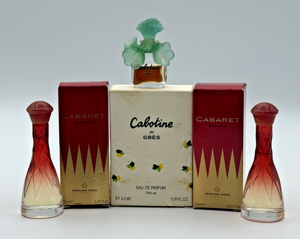 3pc CABARET & Cabotine De Gres Parfums EDP MINI Vintage SPLASH Perfume