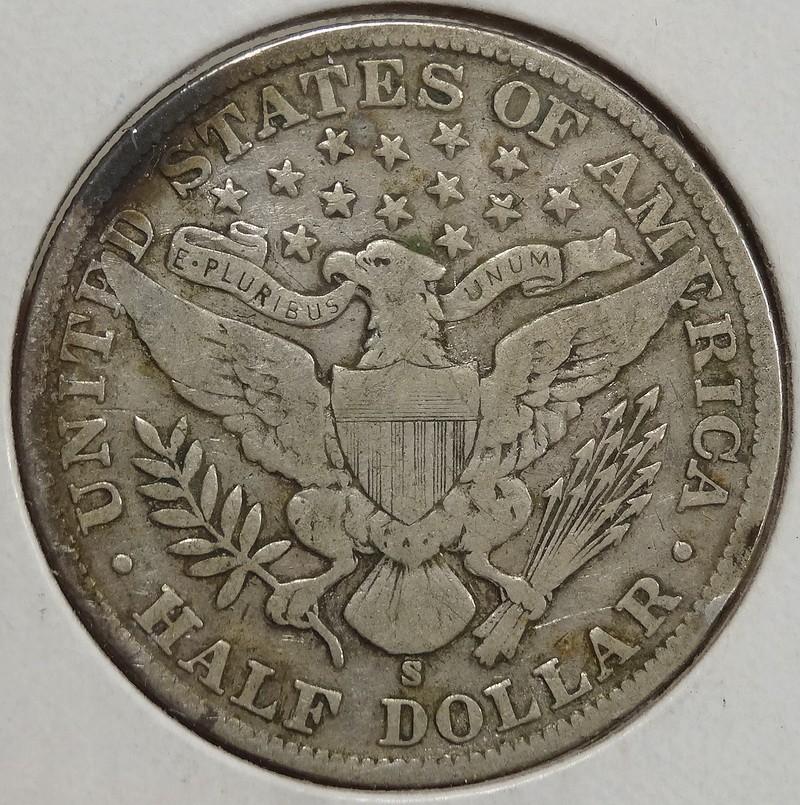 1908-S Barber Half Dollar, About Fine, Original 0220-34