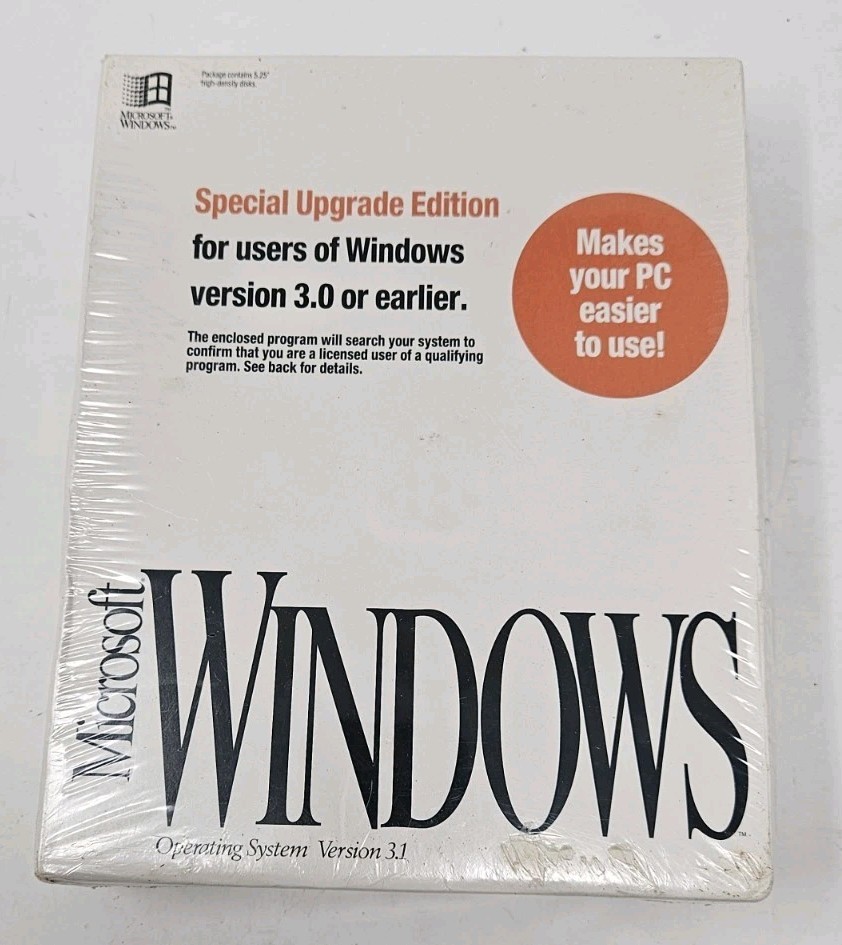 NEW SEALED Microsoft Windows Operating System Version 3.1 Special Upgrade Editio