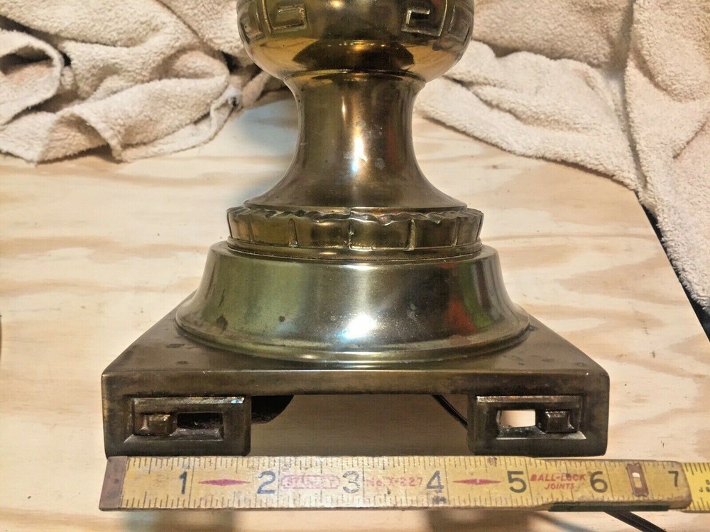 Art Deco Thick HEAVY solid CAST brass table lamp