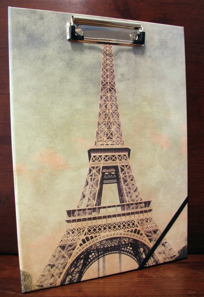 Paris Eiffel Tower Clipboard/Writing Pad Inside. Brand New. Charming.