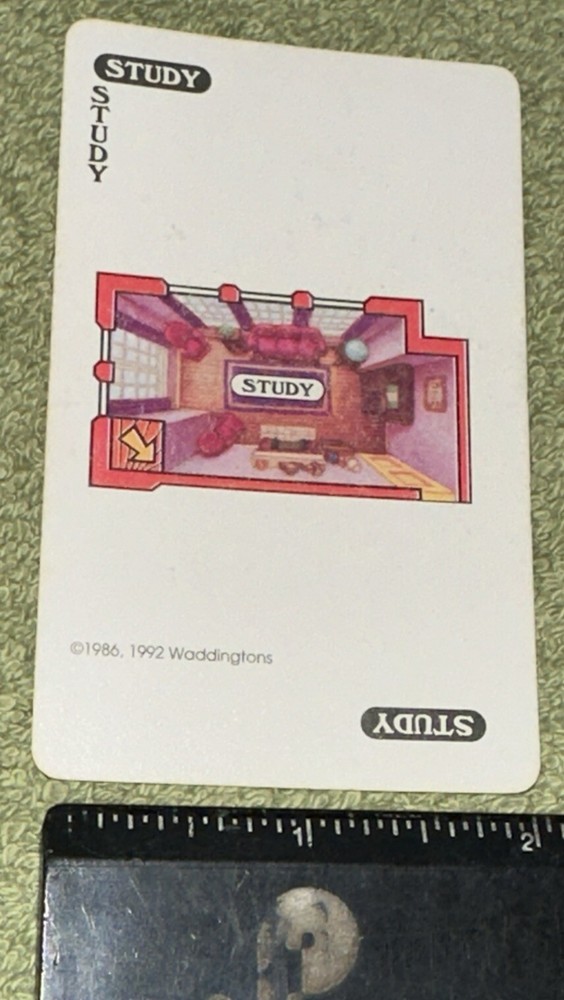 Clue 1986, 1992 Room Card Study Replacement Piece