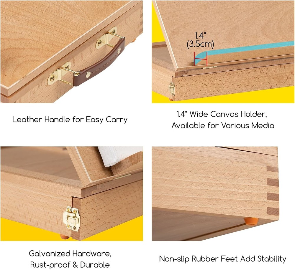 Table Sketch Box Easel -Portable Solid Beech Tabletop Wood Easel Drawing &