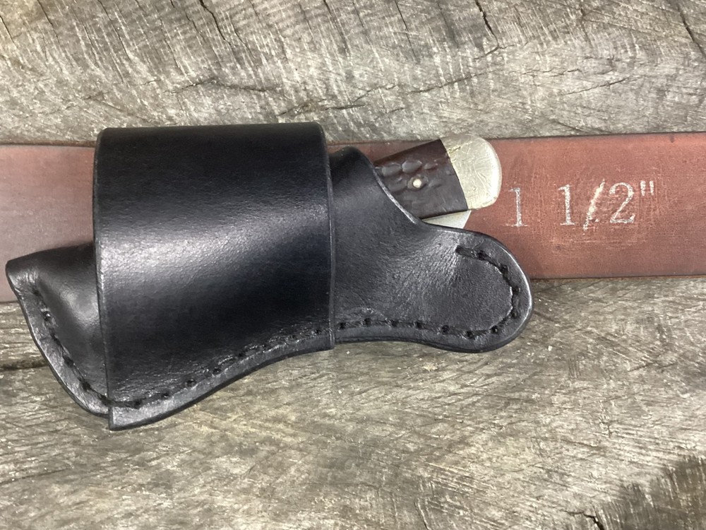 Leather Folding Knife Sheath Horizontal Trapper Size(Sheath Only)