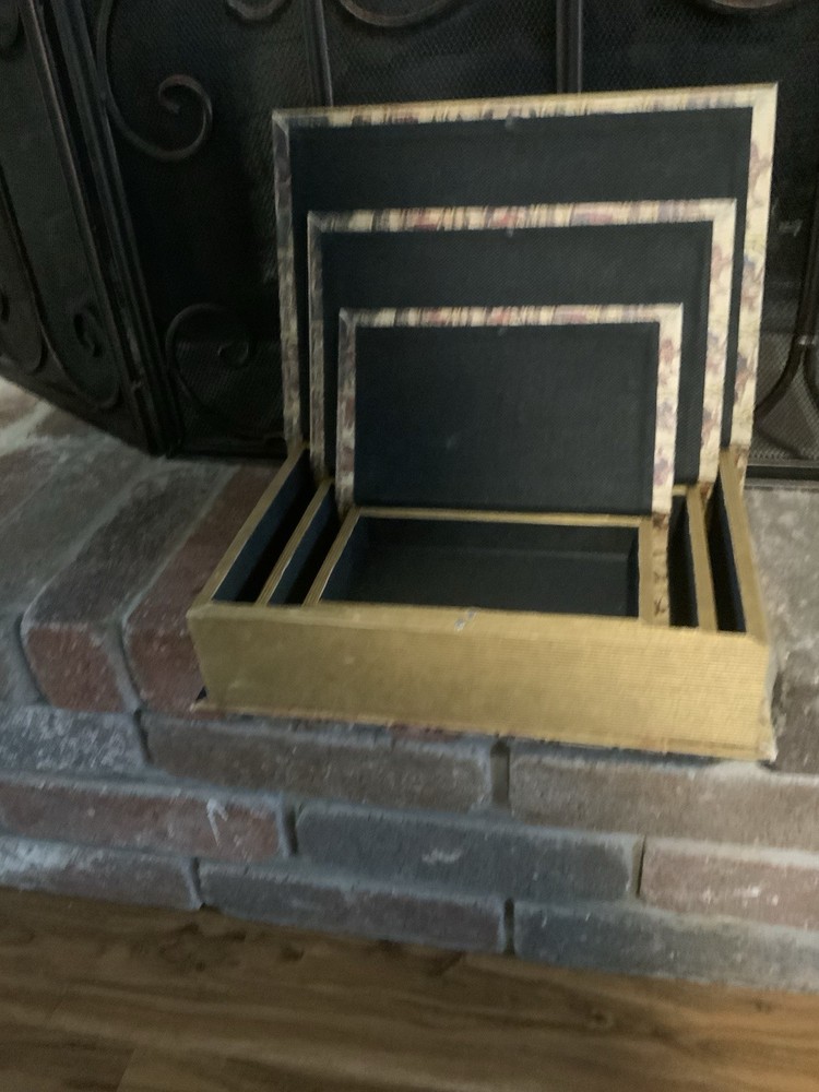 Old World Map Covered Nesting Boxes For Storage and/or Decor