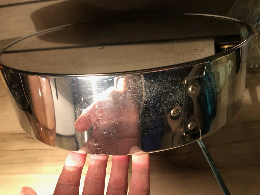 Vintage Mid Century Round Chrome Infinity Mirror Light