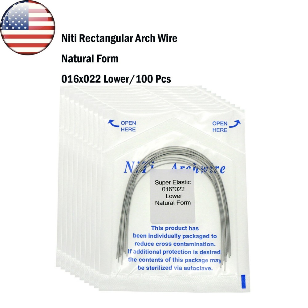 US Dental Orthodonic Rectangular Natural Form Niti Arch Wire Upper/Lower 100 Pcs