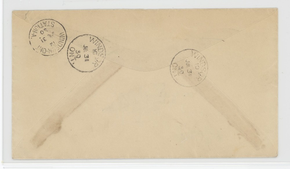 CANADA 1930 2c KGV Arch + 10c Scroll WINDSOR registered drop letter