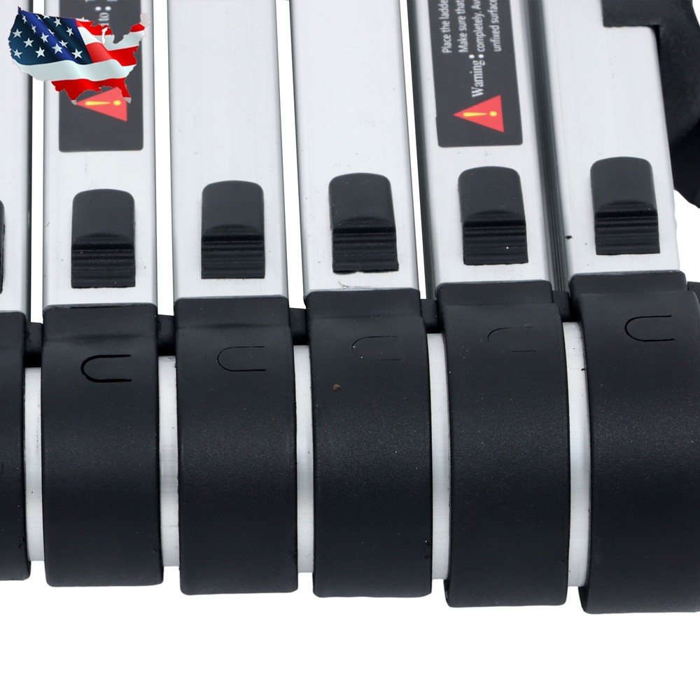 12.5 FT Compact Extension Step Aluminum Folding Telescopic Ladder with Hooks