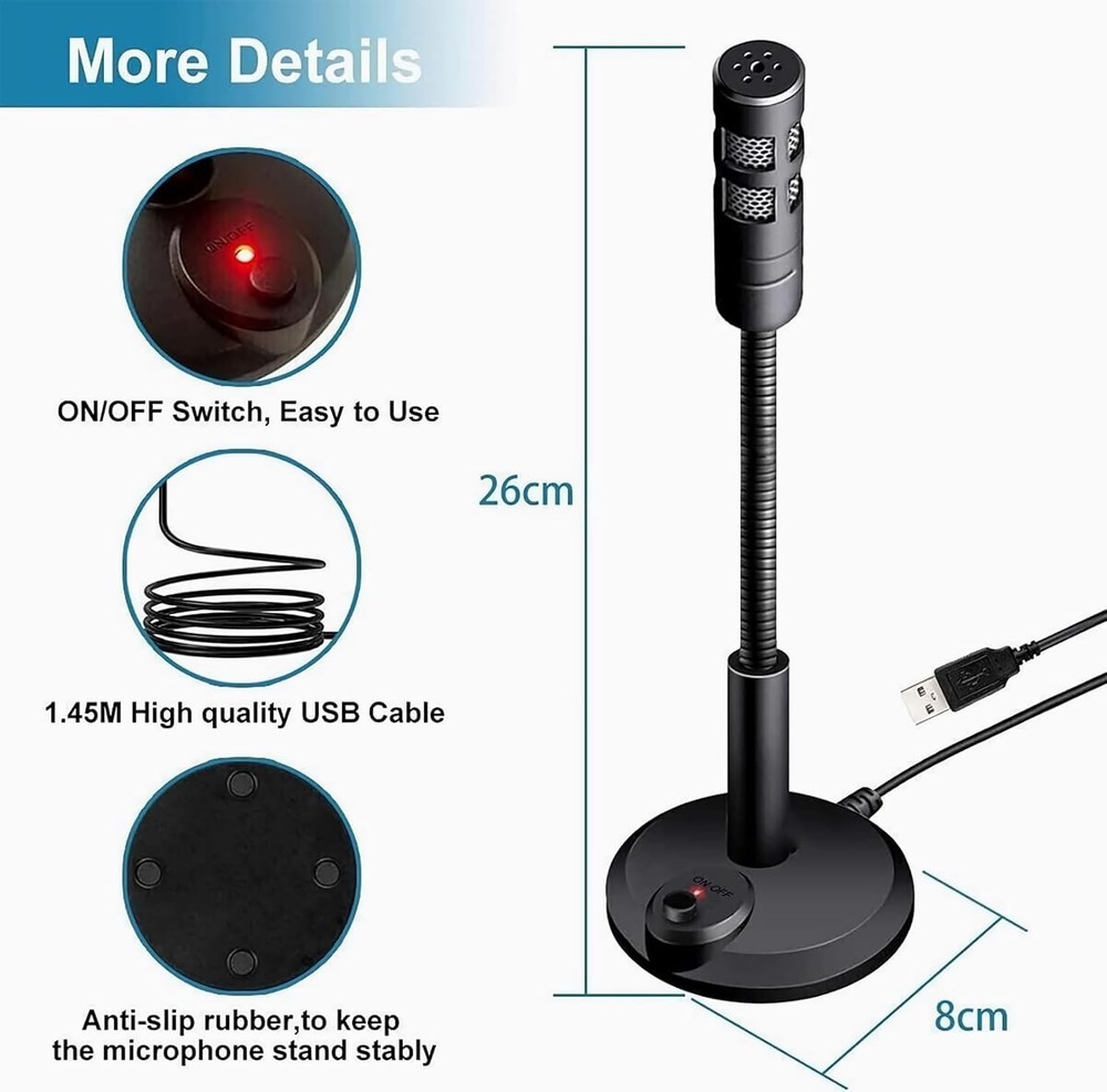 USB Computer Microphone,Plug and Play Desktop PC Laptop Microphone with Mute But