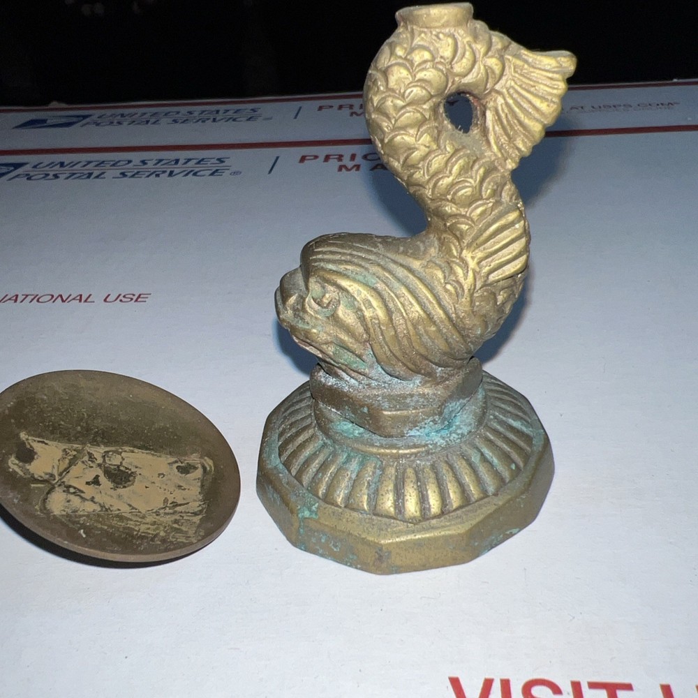 Gatco Brass KOI FISH Candle Stick, Candy Dish Holder, 3” Solid Brass, Unique