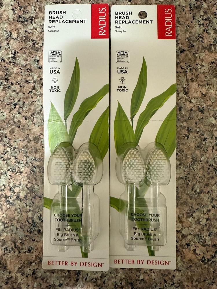 RADIUS BRUSH HEAD REPLACEMENT SOFT SOUPLE PACK OF 4 NEW
