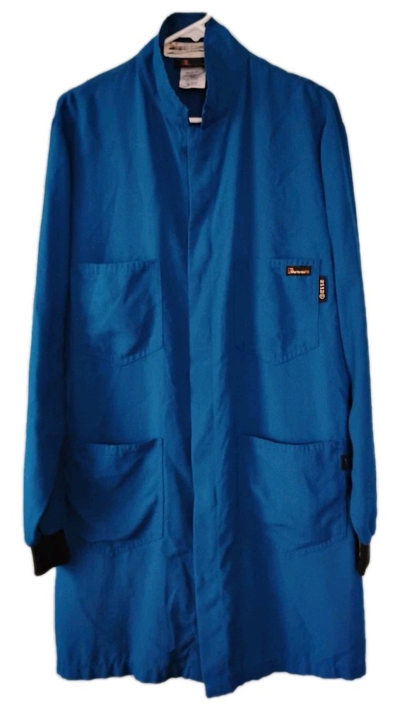 Workrite Flame Resistant FR Lab Coat Large Nomex Industrial Uniform Blue