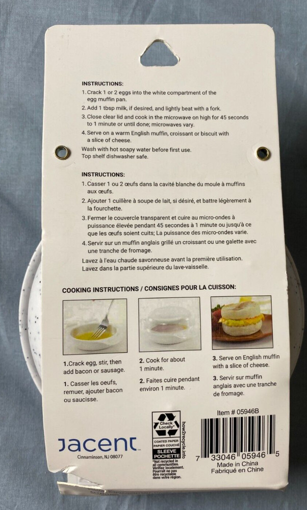 Culinary Elements Microwave Egg Muffin Pan BPA Free NEW