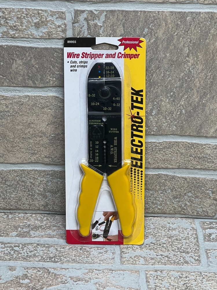 ELECTRO-TEK Wire Stripper Crimper Cutter Tool Electrician Professional Yellow