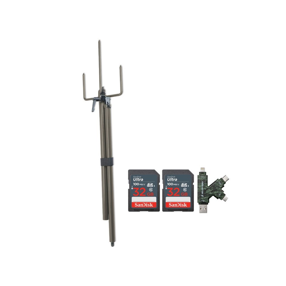 Stealth Cam Trail Camera Mount Stick with 2 Pack Memory Card Bundle