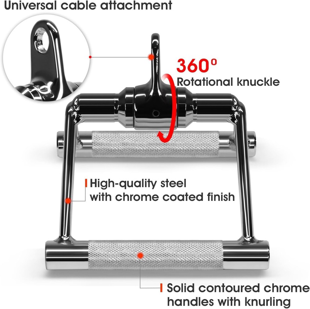Heavy-Duty Double D Row Handle Cable Attachment for Ultimate Strength Training