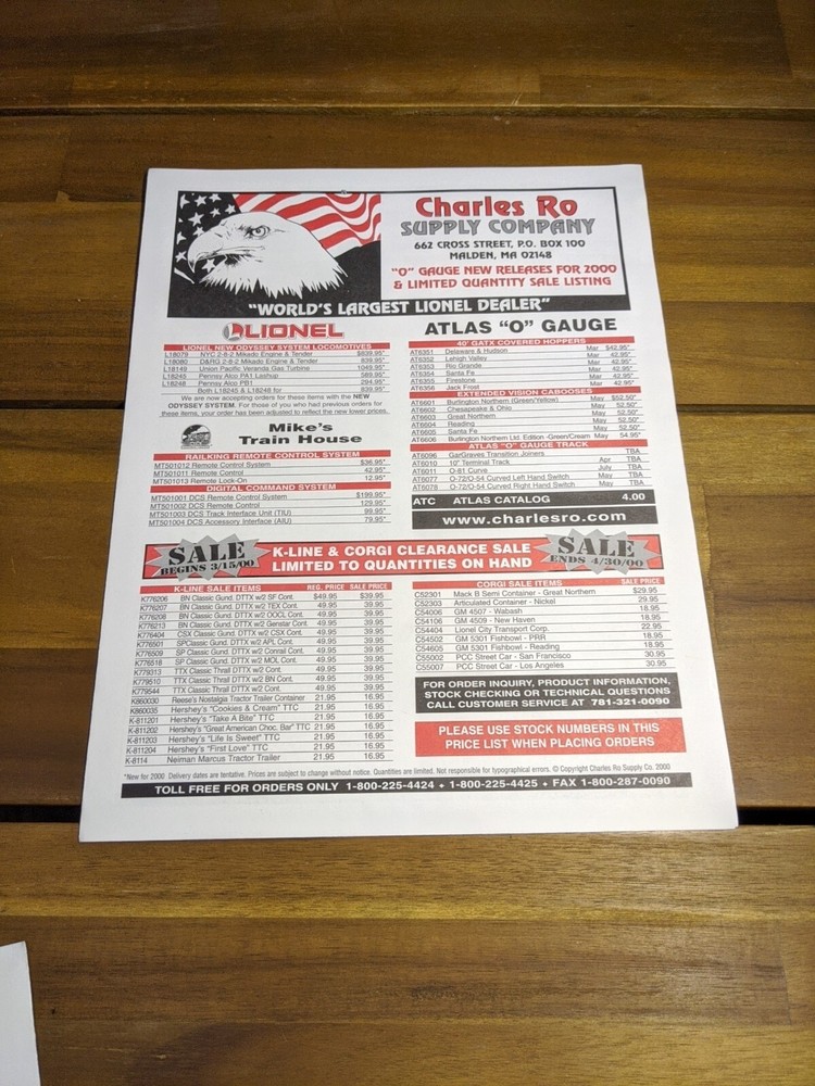 Charles Ro Supply Train Mail Package Of Catalogs 1999-2000